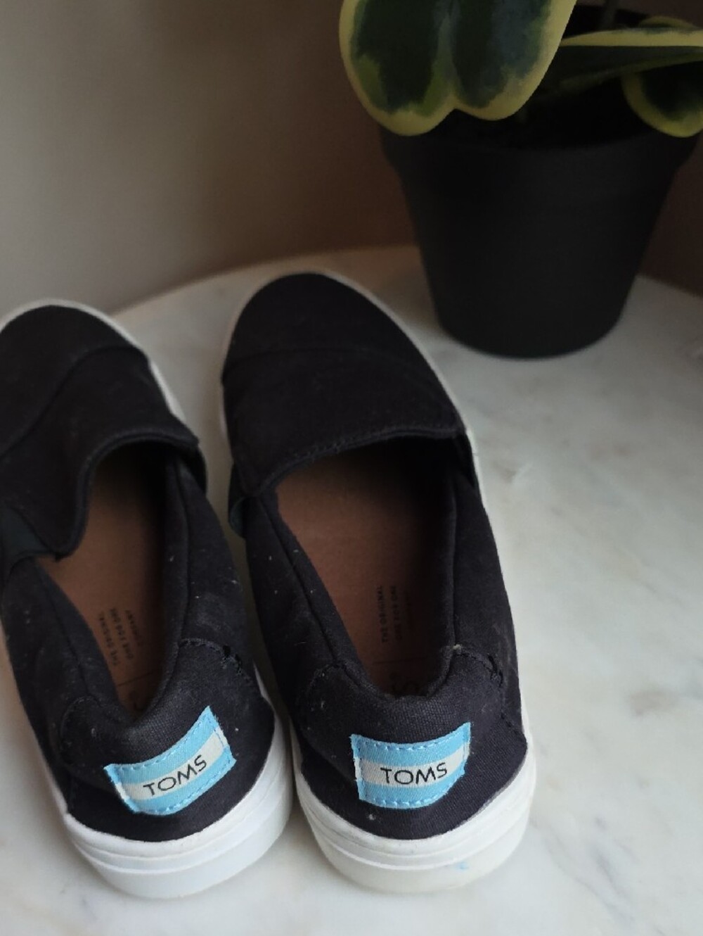 Toms Black Canvas Slip-On Mocs with White Outsole - Picture 5 of 5